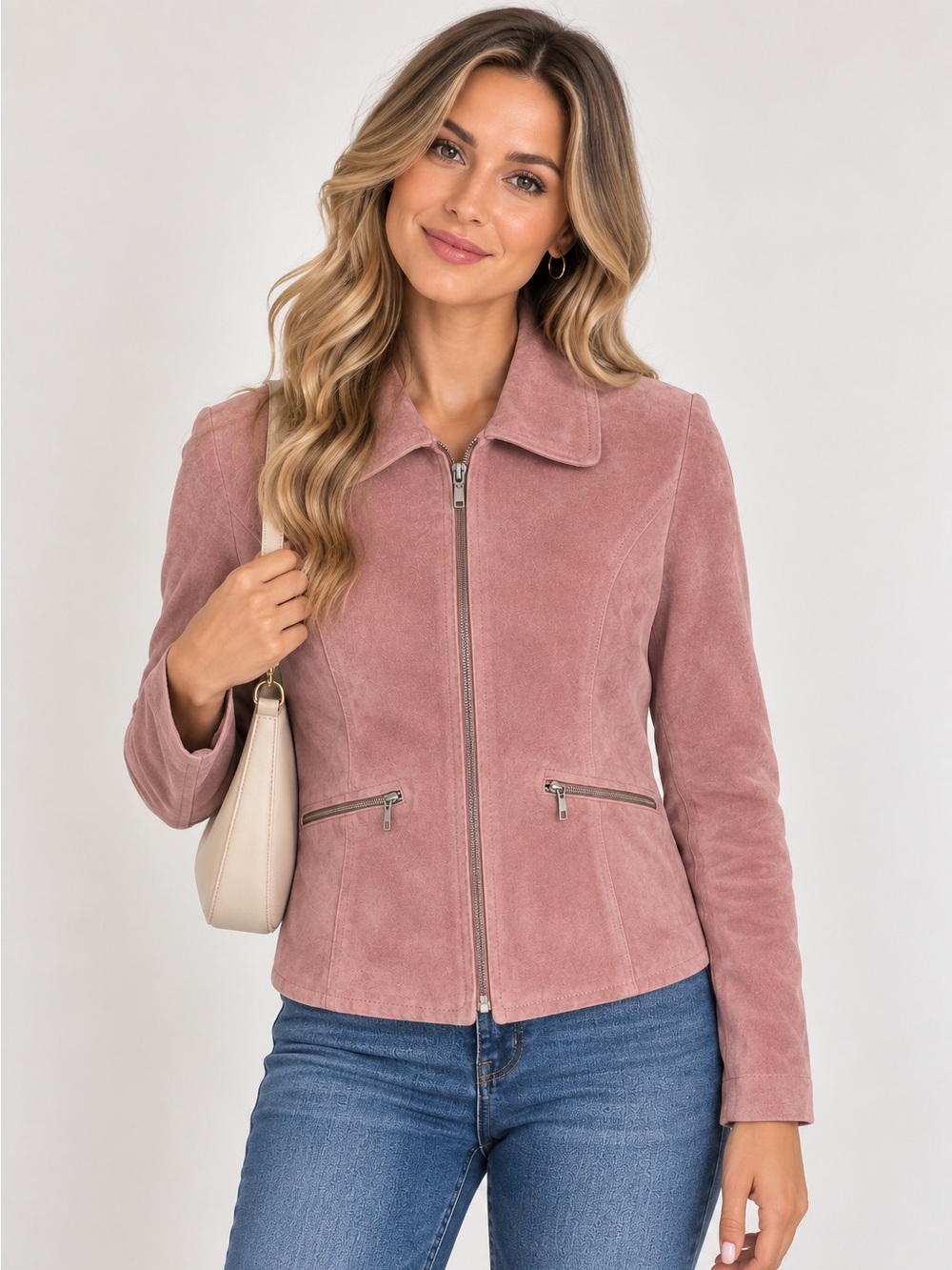 Chadwicks Women’s 100% Leather Suede Pink Jacket Size Large NWT